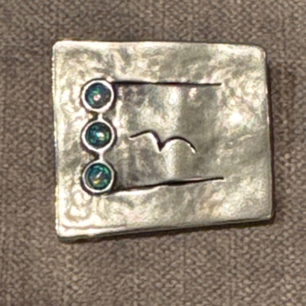 Artistic Silver Wave Pendant Opal Accents Bird Flight 925 Shabool Didae Israel